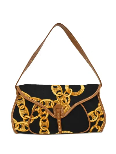 Pre-owned Celine 1990-2000s Chain Print Handbag In Black