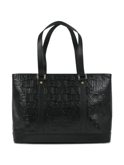 Pre-owned Celine 1990-2000s Embossed Leather Tote Handbag In Black