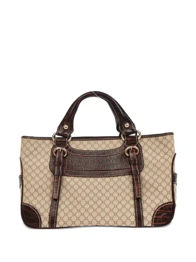 Pre-owned Celine 1990-2000s Macadam Canvas Tote Handbag In Neutral