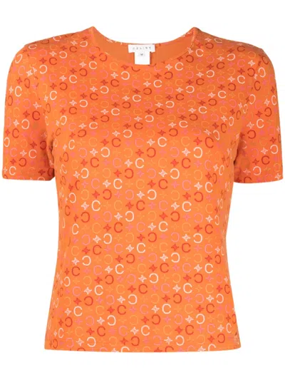 Pre-owned Celine 1990-2000s Macadam Cotton T-shirt In Orange