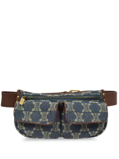 Pre-owned Celine 1990-2000s Macadam Denim Belt Bag In Blue