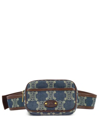 Pre-owned Celine 1990-2000s Macadam-pattern Belt Bag In Blue