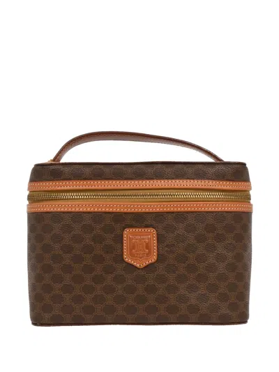 Pre-owned Celine 1990-2000s Macadam-pattern Vanity Bag In Brown