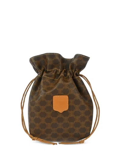 Pre-owned Celine 1990-2000s Macadam Pouch Bag In Brown