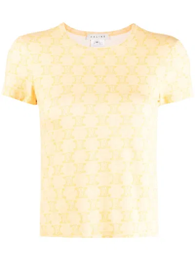 Pre-owned Celine 1990-2000s Macadam-print T-shirt In Yellow