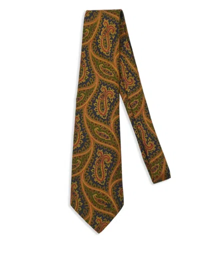 Pre-owned Celine 1990-2000s Paisley-print Tie In 褐色