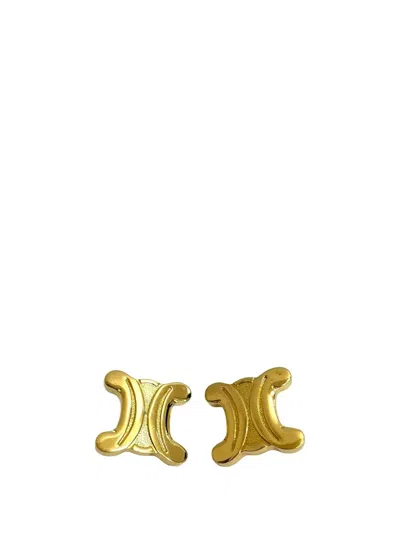 Pre-owned Celine 1990-2010 Gold Plated Triomphe Clip On Earrings Costume Earrings