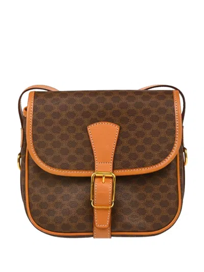 Pre-owned Celine 1990 Macadam Crossbody Bag In Brown