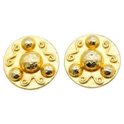 Pre-owned Celine 1990 Vintage Large Gold Globe Celestial Stars Round Circle Earrings In Multi