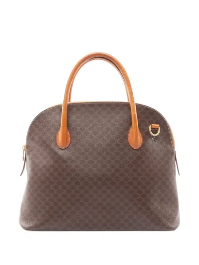 Pre-owned Celine 1990-2000 Macadam Coated Canvas Dome Handbag In Brown