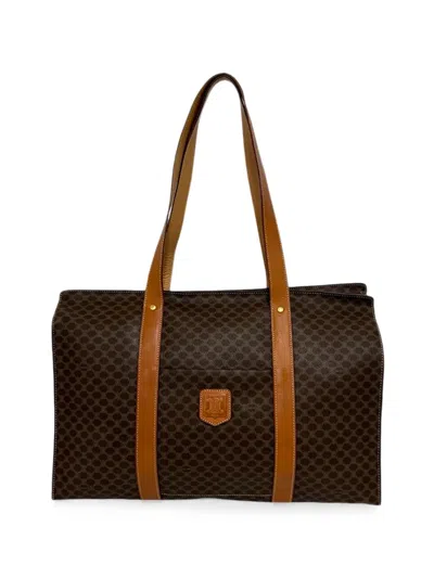 Pre-owned Celine 1990-2000 Macadam Coated Canvas Tote Bag In Brown