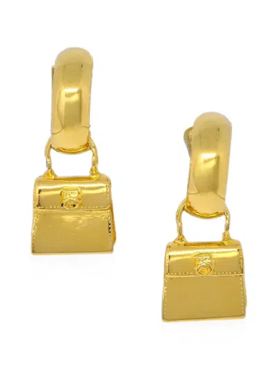 Pre-owned Celine 1990-2000s Dangle Handbag Clip-on Earrings In Gold