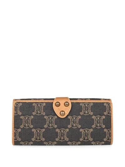 Pre-owned Celine 1990-2000s Macadam Bifold Wallet In Blue