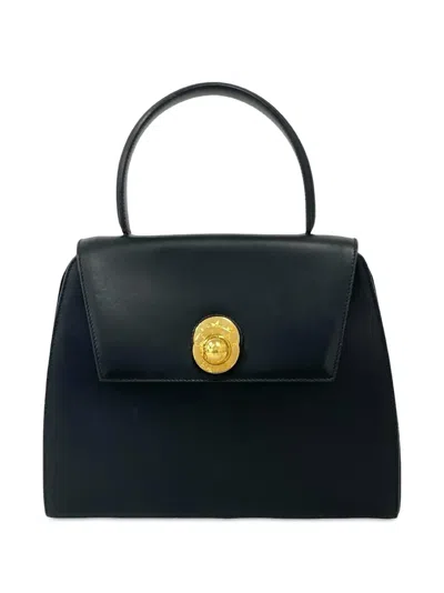 Pre-owned Celine 1990-2010 Calfskin Star Ball Top Handle Bag Satchel In Black