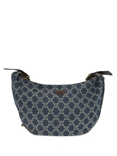 Pre-owned Celine 1990s-2000s Macadam Denim Shoulder Bag In Blue