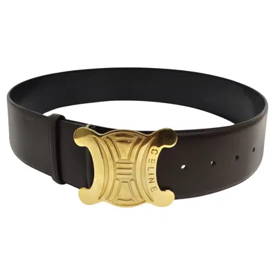 Pre-owned Celine 1990s Brown Leather Gold Tone Belt