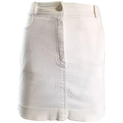 Pre-owned Celine 1990s  White Denim Blue Jean Vintage 90s Mini Skirt Size 40
