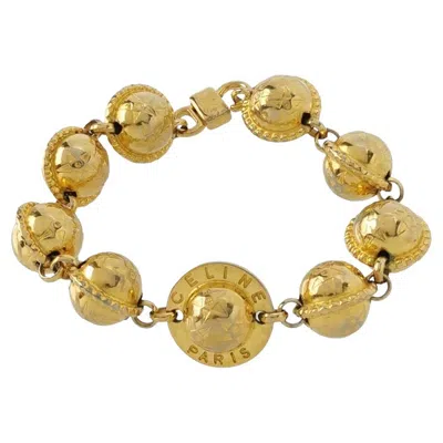 Pre-owned Celine 1990s Gold-tone Triomphe Planet Link Charm Bracelet In Multi