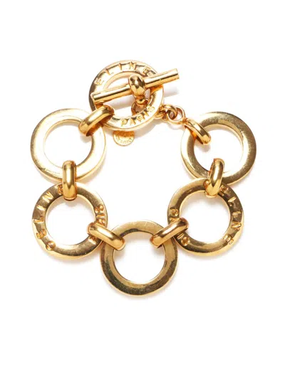 Pre-owned Celine 1990s Logo-engraved Bracelet In Gold