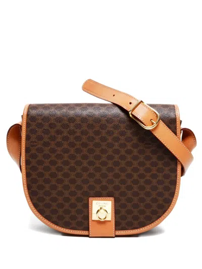 Pre-owned Celine 1990s Macadam Flap Shoulder Bag In Brown