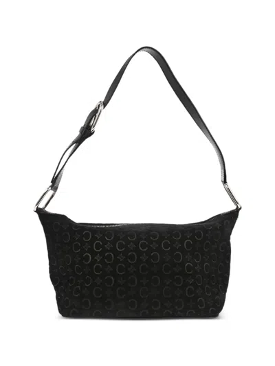 Pre-owned Celine 1990s Macadam Suede Shoulder Bag In Black