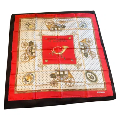 Pre-owned Celine 1990s "messageries Et Diligences" Carré Silk Scarf By  Paris In Sand