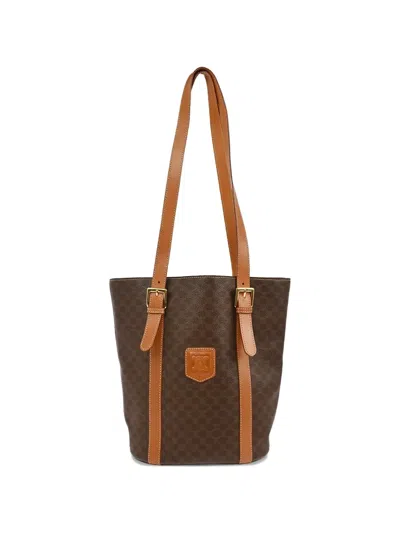 Pre-owned Celine 1990s Patterned Leather Shoulder Bag In Brown