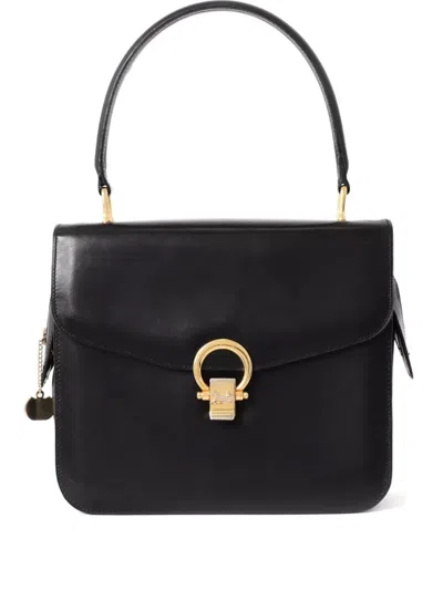 Pre-owned Celine 1990s Top-handle Calfskin Leather Handbag In Black