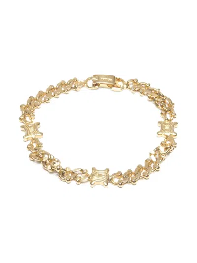 Pre-owned Celine 1990s Triomphe Chain Bracelet In Gold