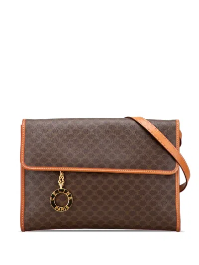 Pre-owned Celine 1991 Macadam Coated Canvas Crossbody Bag In Brown
