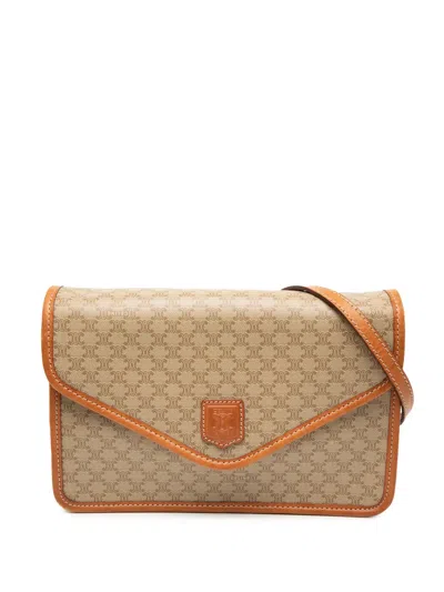 Pre-owned Celine 1991 Macadam Coated Canvas Crossbody Bag In Brown