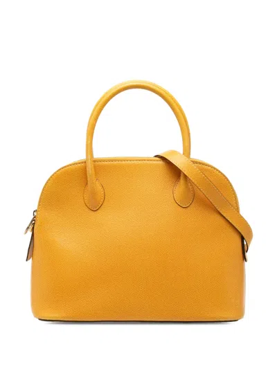 Pre-owned Celine 1992 Leather Dome Satchel In Yellow