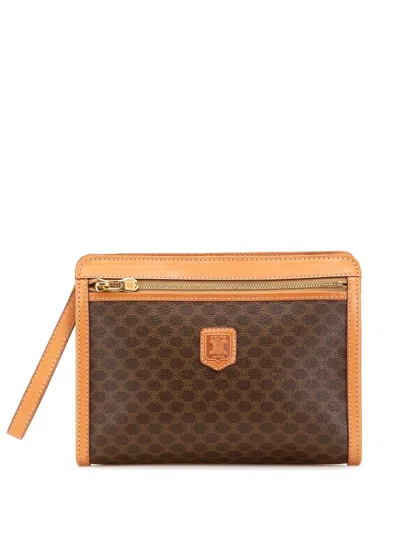 Pre-owned Celine 1992 Macadam Coated Canvas Clutch Bag