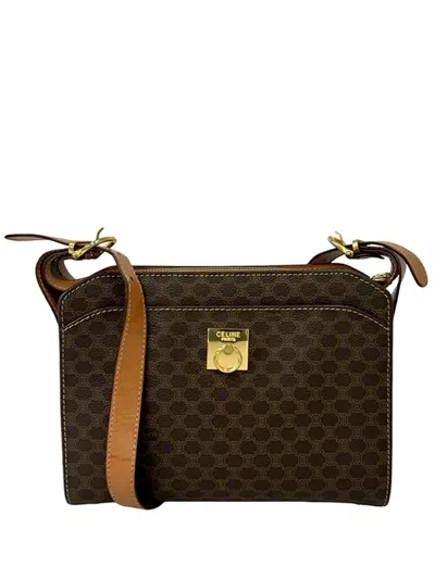 Pre-owned Celine 1992 Macadam Coated Canvas Crossbody Bag In Brown