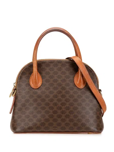 Pre-owned Celine 1993 Mini Macadam Coated Canvas Dome Satchel