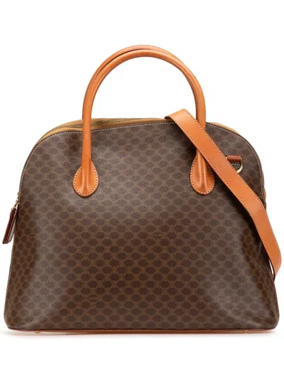 Pre-owned Celine 1994 Large Macadam Coated Canvas Dome Satchel