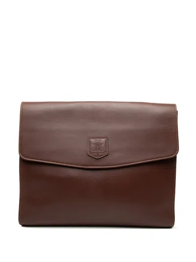 Pre-owned Celine 1994 Leather Clutch Bag In Brown