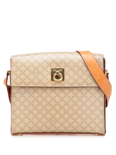 Pre-owned Celine 1994 Macadam Coated Canvas Crossbody Bag In Brown
