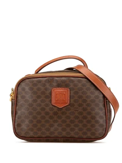 Pre-owned Celine 1994 Macadam Coated Canvas Satchel In Brown