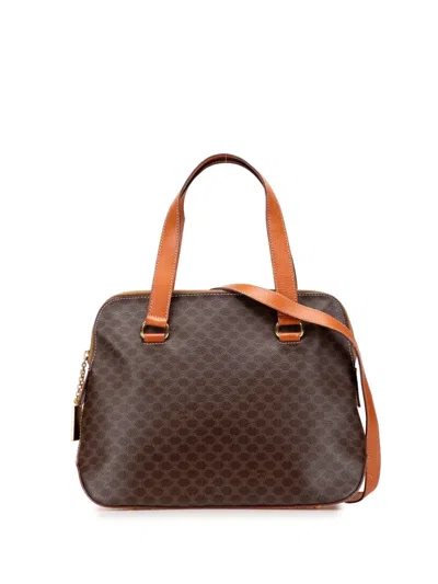 Pre-owned Celine 1994 Macadam Coated Canvas Satchel In Brown