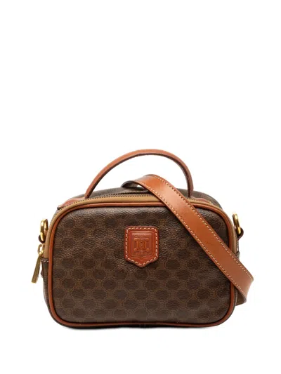 Pre-owned Celine 1994 Macadam Coated Canvas Satchel In Brown