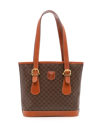 Pre-owned Celine 1994 Macadam Coated Canvas Shoulder Bag In Brown