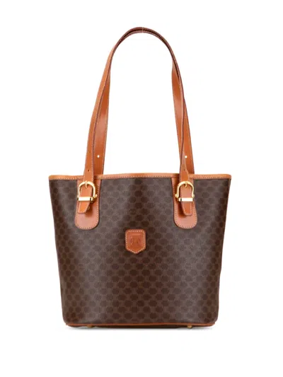 Pre-owned Celine 1994 Macadam Coated Canvas Tote Bag In Brown