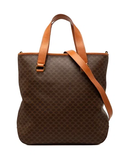 Pre-owned Celine 1994 Macadam Coated Canvas Vertical Satchel In Brown
