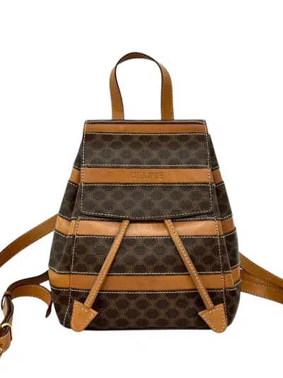 Pre-owned Celine 1995 Macadam Coated Canvas Backpack In Brown