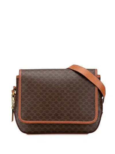 Pre-owned Celine 1995 Macadam Coated Canvas Crossbody Bag In Brown