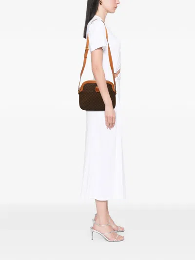 Pre-owned Celine 1995 Macadam Coated Canvas Crossbody Bag In Brown