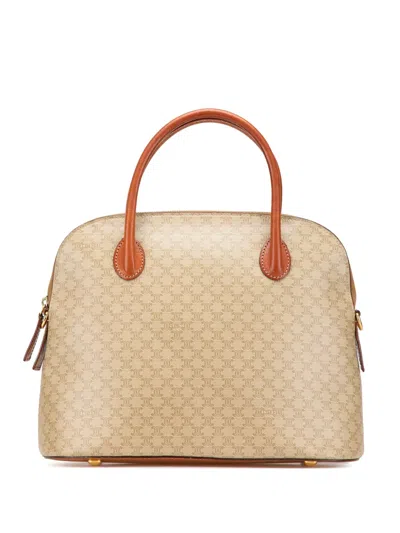 Pre-owned Celine 1995 Macadam Coated Canvas Dome Satchel