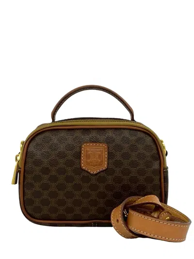 Pre-owned Celine 1995 Macadam Coated Canvas Satchel In Brown