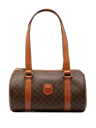 Pre-owned Celine 1995 Macadam Coated Canvas Shoulder Bag In Brown